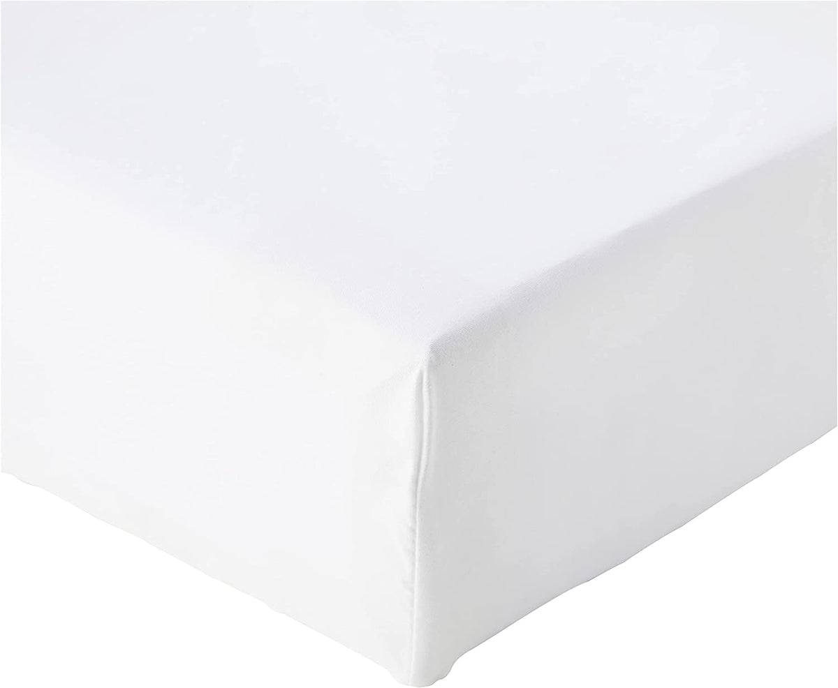 Amazon Basics Soft Microfibre King Size Fitted Sheet with 30 cm Deep Pocket, 150 x 200 cm, White