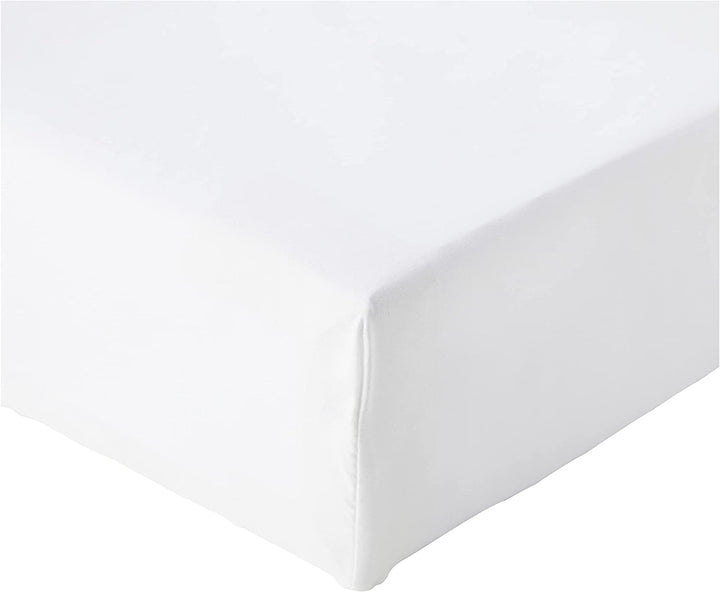 Amazon Basics Soft Microfibre King Size Fitted Sheet with 30 cm Deep Pocket, 150 x 200 cm, White