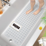 HITSLAM Non Slip Bath Mat for Tub, 101x40cm Extra Long Clear Shower Mat | Anti Mould, Machine Washable PVC Bathroom Bathtub Mat with Strong Suction Cups & Drain Holes, Soft on Feet