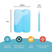 Cool Coolers by Fit & Fresh 4 Pack XL Slim Ice Packs, Quick Freeze Space Saving Reusable Ice Packs for Lunch Boxes or Coolers