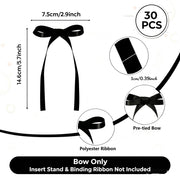 30 Pack Bow Cake Toppers Black Ribbon Bows for Cake Halloween Party Decor | Black Ribbon Bow Halloween Party Decorations Birthday Decorations for Baby Shower, Wedding, Engagement, Bachelorette Party