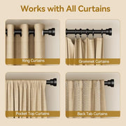 YaFex Curtain Rods 32-144 Inch, Heavy Duty 1 Inch Adjustable Curtain Rod for Windows, Black Extra Long Window Treatment Rods, Modern Design, Easy Installation